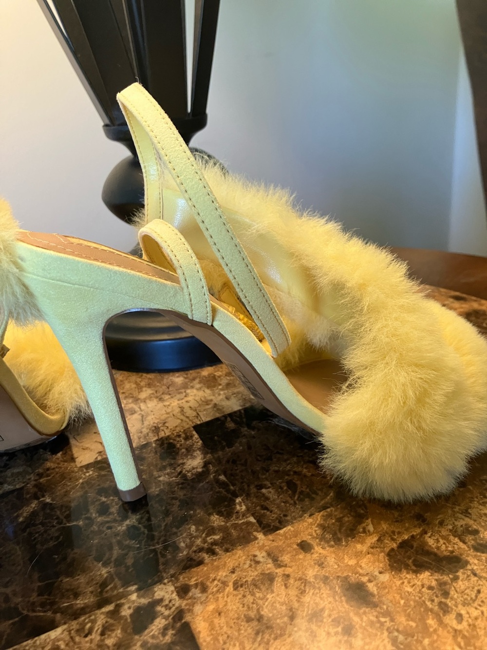 Forever 21 Yellow Faux-Fur Strap Heels - Picture 4 of 4